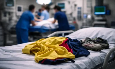 Calciatore ricoverato in ospedale, immagine creata con intelligenza artificiale