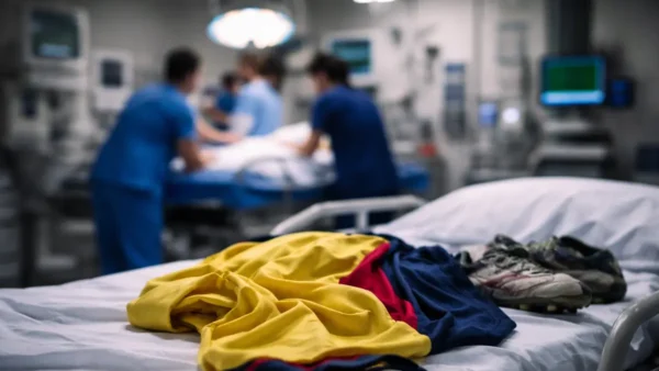 Calciatore ricoverato in ospedale, immagine creata con intelligenza artificiale