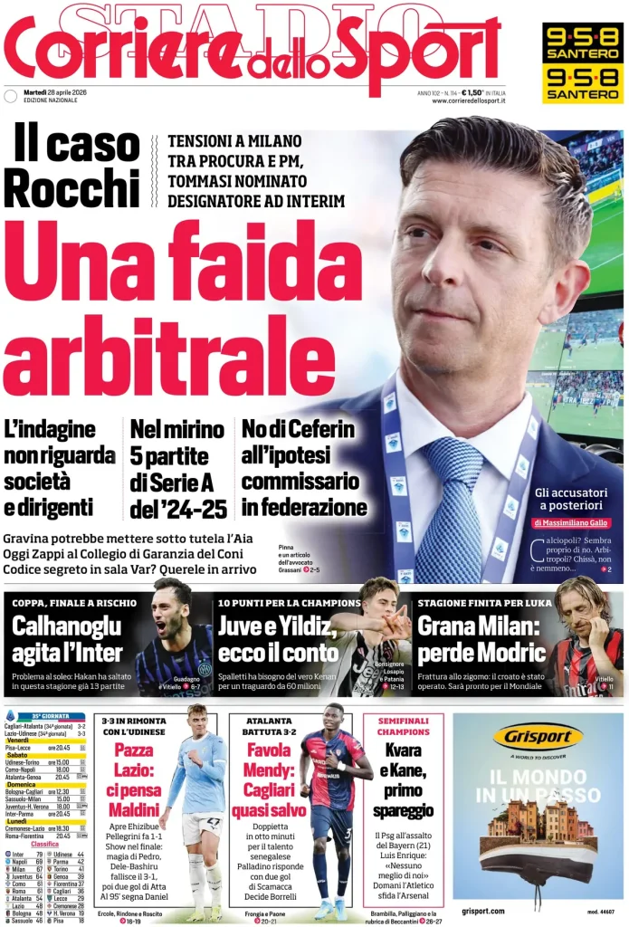 Le prime pagine dei principali quotidiani sportivi – 28 aprile 2026 28 corriere dello sport 020308xhuocqq