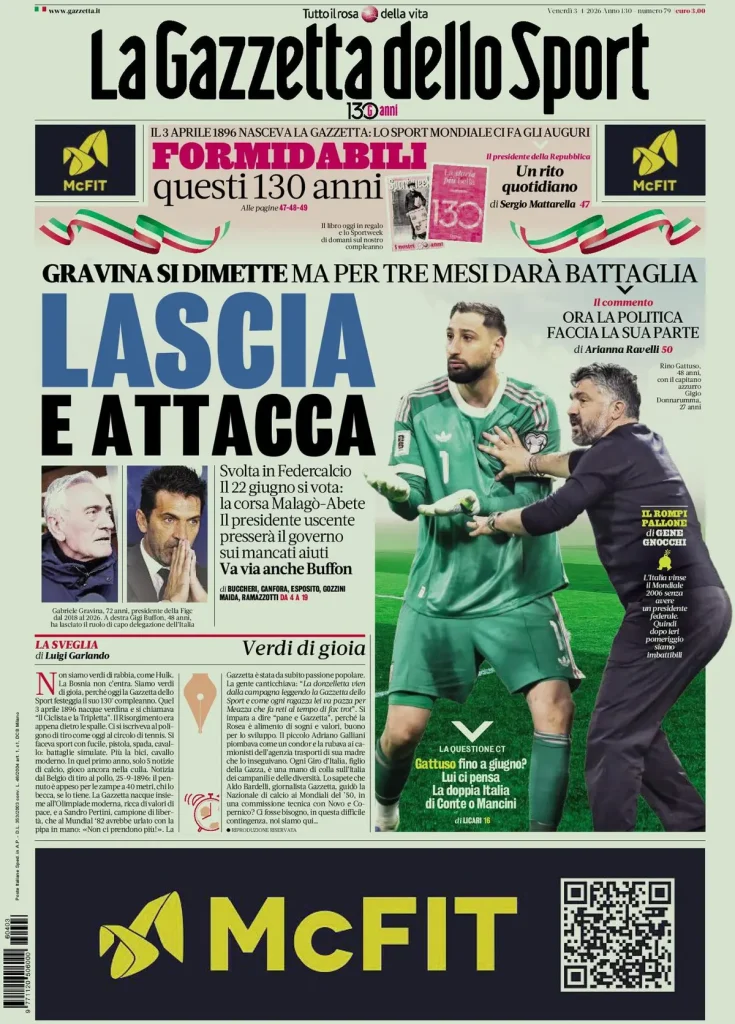 Rassegna stampa Cagliari: prime pagine quotidiani sportivi - 3 aprile 2026 29 la gazzetta dello sport 032724a6zctox