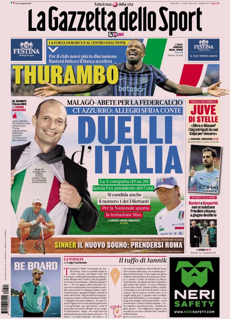 Rassegna stampa Cagliari: prime pagine quotidiani sportivi - 14 aprile 2026 29 la gazzetta dello sport 033302ualaqt9