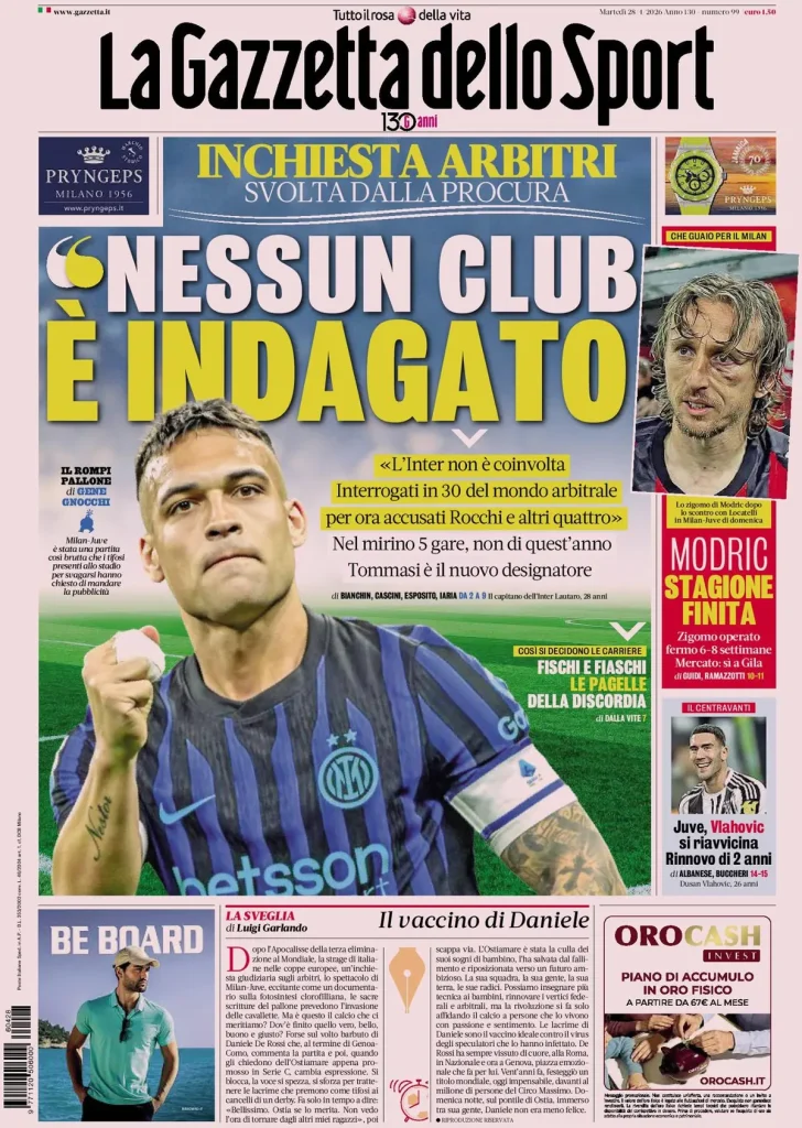 Le prime pagine dei principali quotidiani sportivi – 28 aprile 2026 29 la gazzetta dello sport 0403022pc8s5y