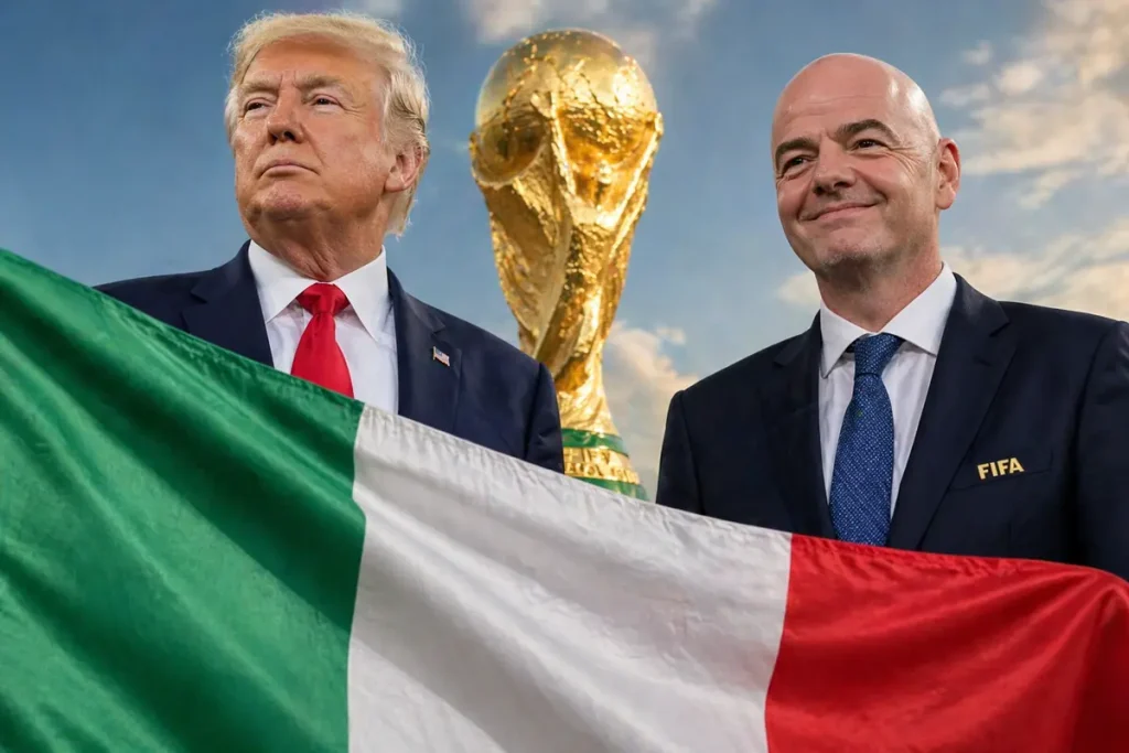 Trump e Infantino con la bandiera dell'Italia