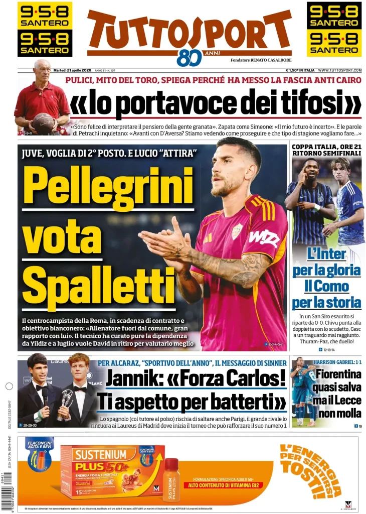 Le prime pagine dei principali quotidiani sportivi – 21 aprile 2026 27 tuttosport 020301v8wax4b