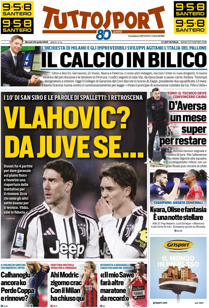 Le prime pagine dei principali quotidiani sportivi – 28 aprile 2026 27 tuttosport 020302lim9ahf