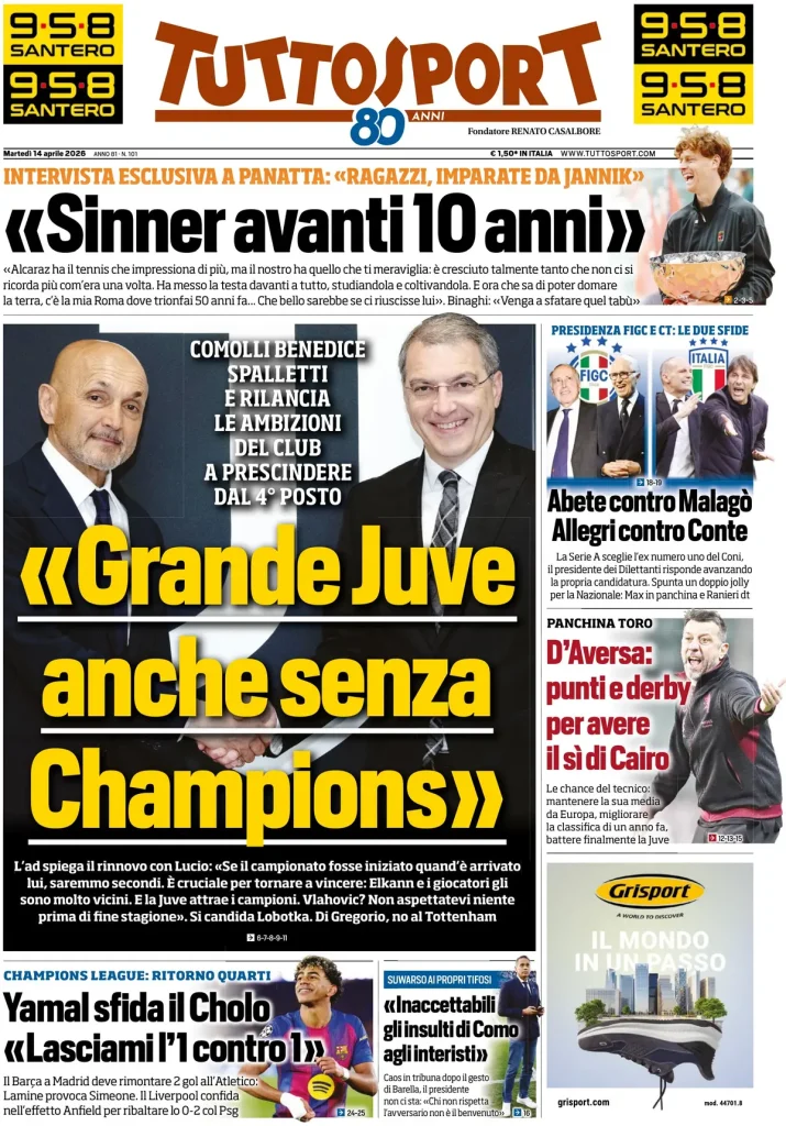 Rassegna stampa Cagliari: prime pagine quotidiani sportivi - 14 aprile 2026 27 tuttosport 02030379ev5ey