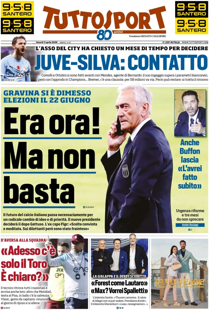 Rassegna stampa Cagliari: prime pagine quotidiani sportivi - 3 aprile 2026 27 tuttosport 0217476pu9ffu