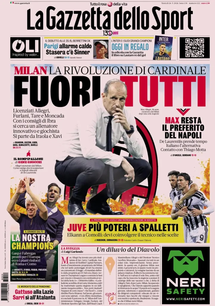 Le prime pagine dei principali quotidiani sportivi – 26 maggio 27 150807