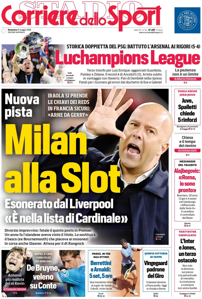 Rassegna stampa Cagliari: prime pagine quotidiani sportivi - 31 maggio 2026 28 corriere dello sport 0203075vh4q1d
