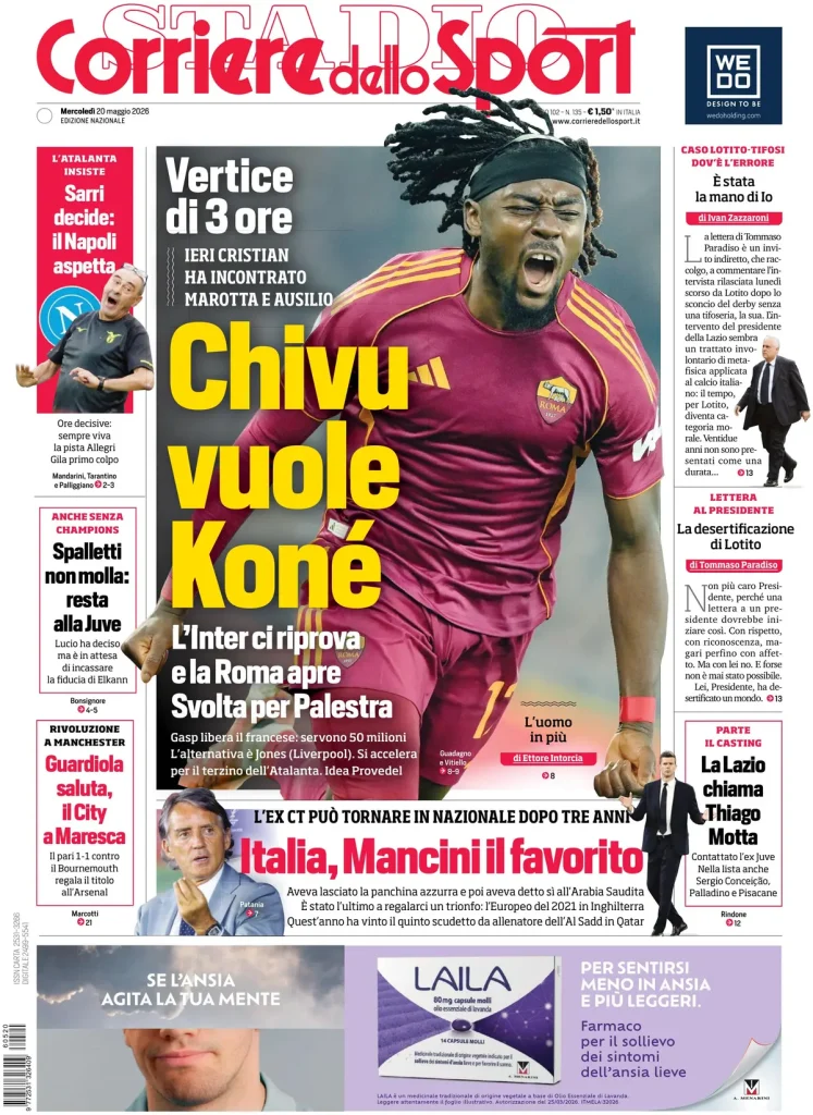 Le prime pagine dei principali quotidiani sportivi – 20 maggio 28 corriere dello sport 0203164m665zj