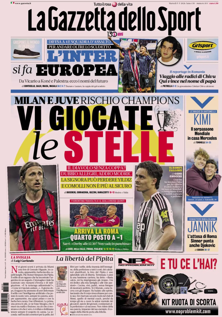 Le prime pagine dei principali quotidiani sportivi – 5 maggio 27 image