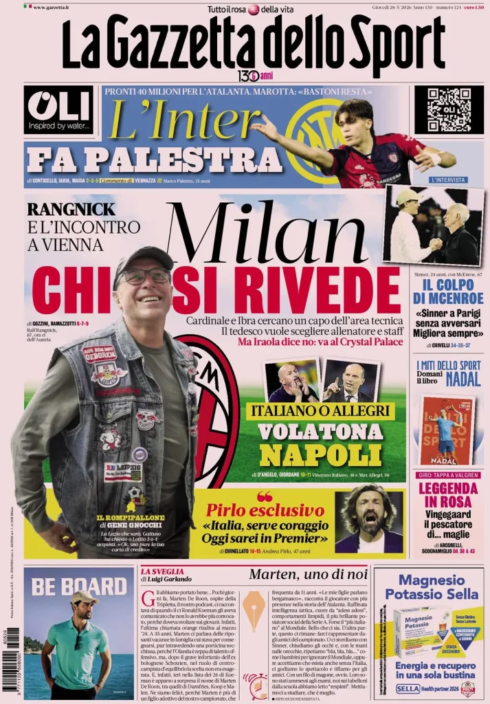 Le prime pagine dei principali quotidiani sportivi – 28 maggio 27 la gazzetta dello sport 04161307j8qb6