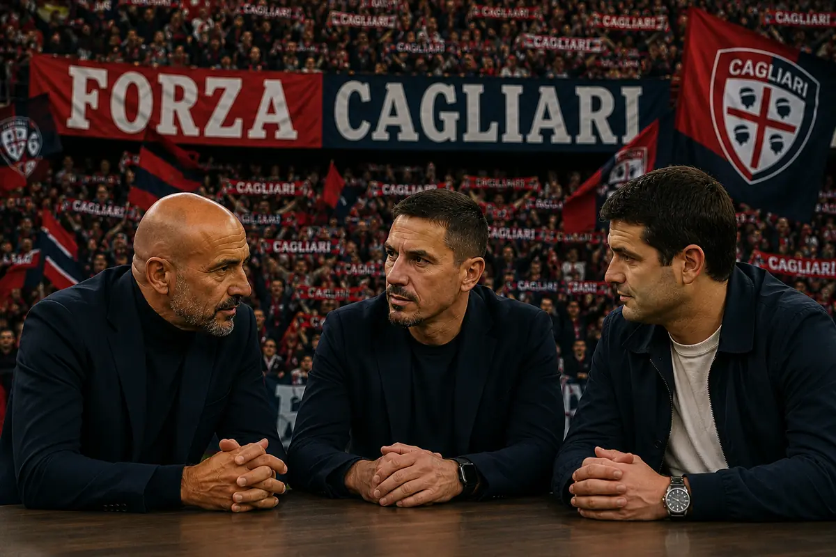 Al tavolo con le grandi, Cagliari come Inter e Juve 26 Spalletti Pisacane e Chivu seduti al tavolo