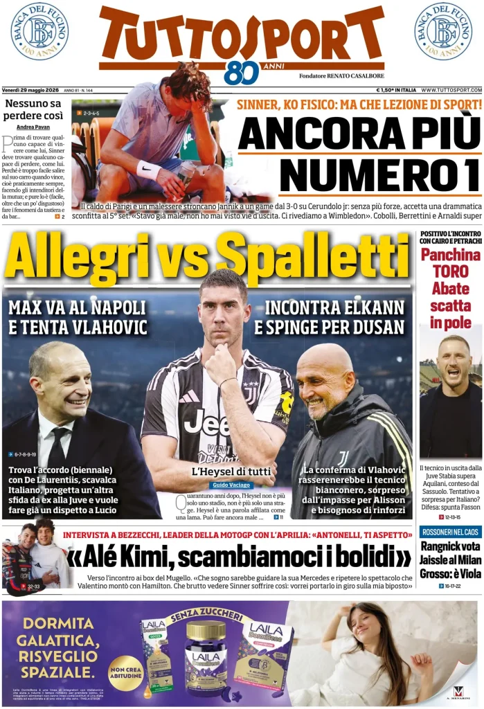 Le prime pagine dei principali quotidiani sportivi – 29 maggio 29 tuttosport 020302bd6dr0q