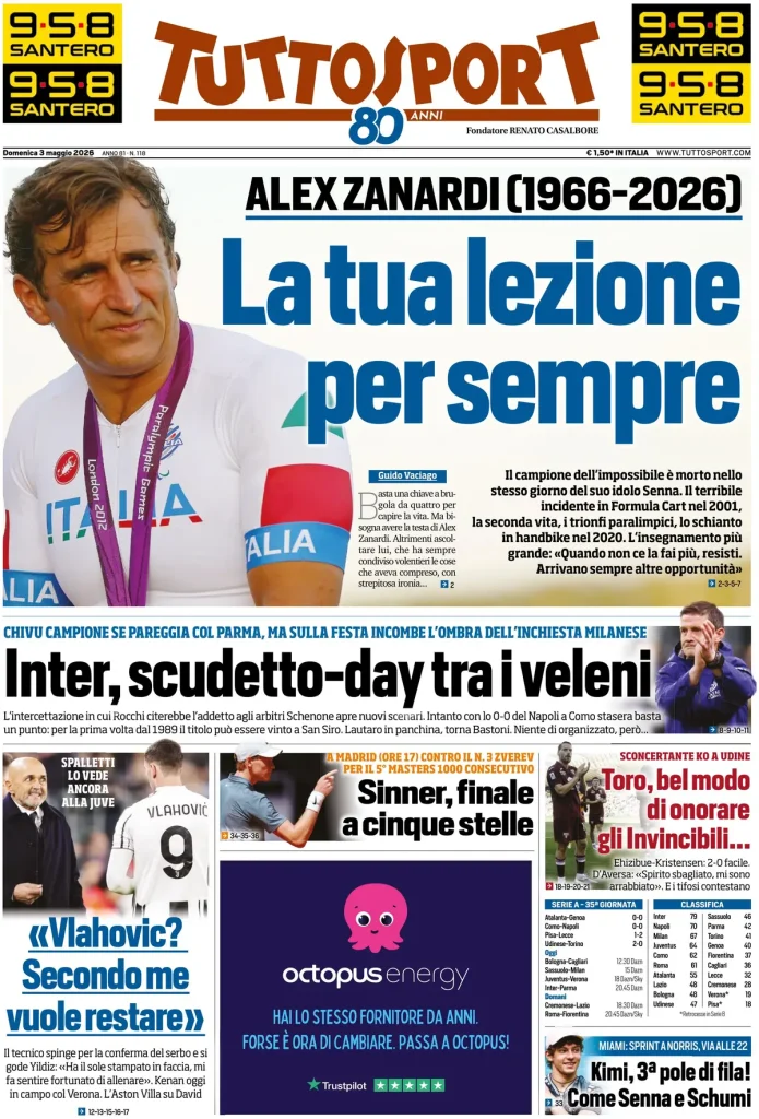 Le prime pagine dei principali quotidiani sportivi – 3 maggio 29 tuttosport 020302cep7yrx