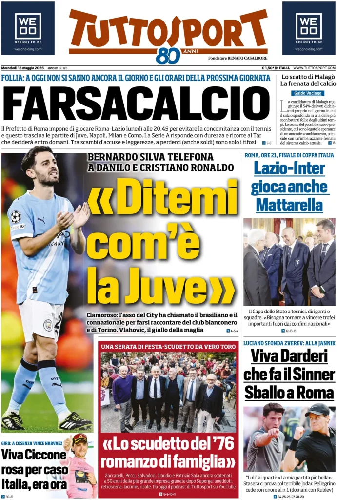 Rassegna stampa Cagliari: prime pagine quotidiani sportivi - 13 maggio 2026 27 tuttosport 0203032u03km8