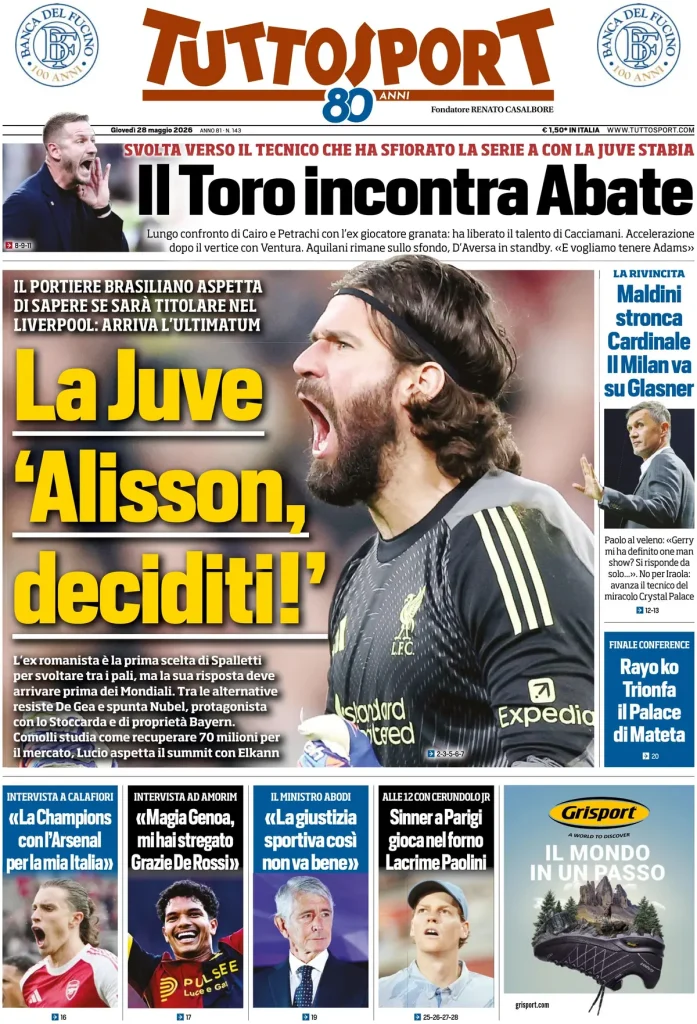 Le prime pagine dei principali quotidiani sportivi – 28 maggio 29 tuttosport 020415uxc60fa