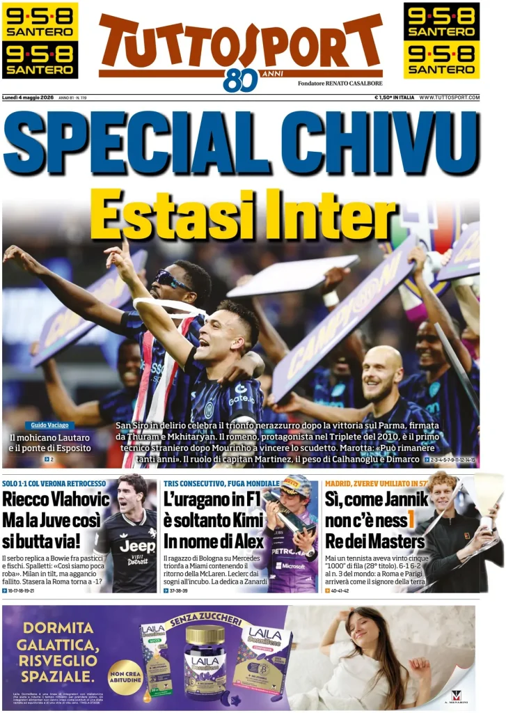 Le prime pagine dei principali quotidiani sportivi – 4 maggio 27 tuttosport 020801zifabbd 1