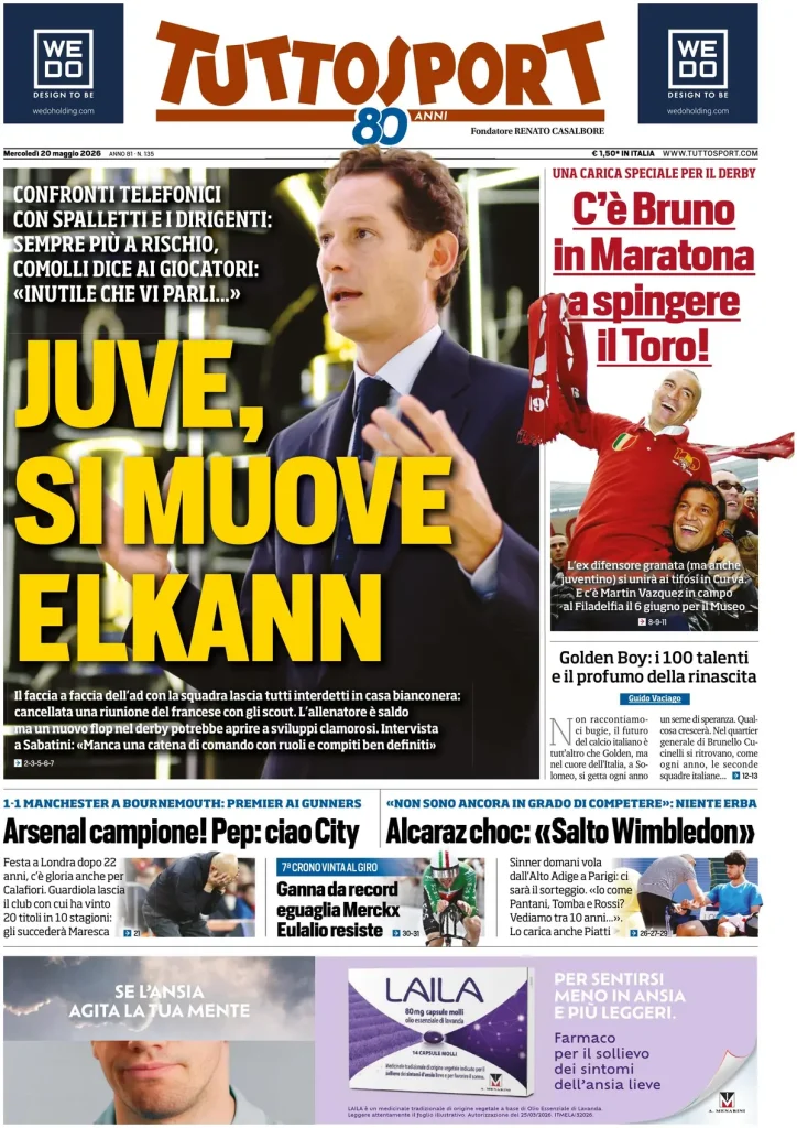 Le prime pagine dei principali quotidiani sportivi – 20 maggio 29 tuttosport 020802psf541o