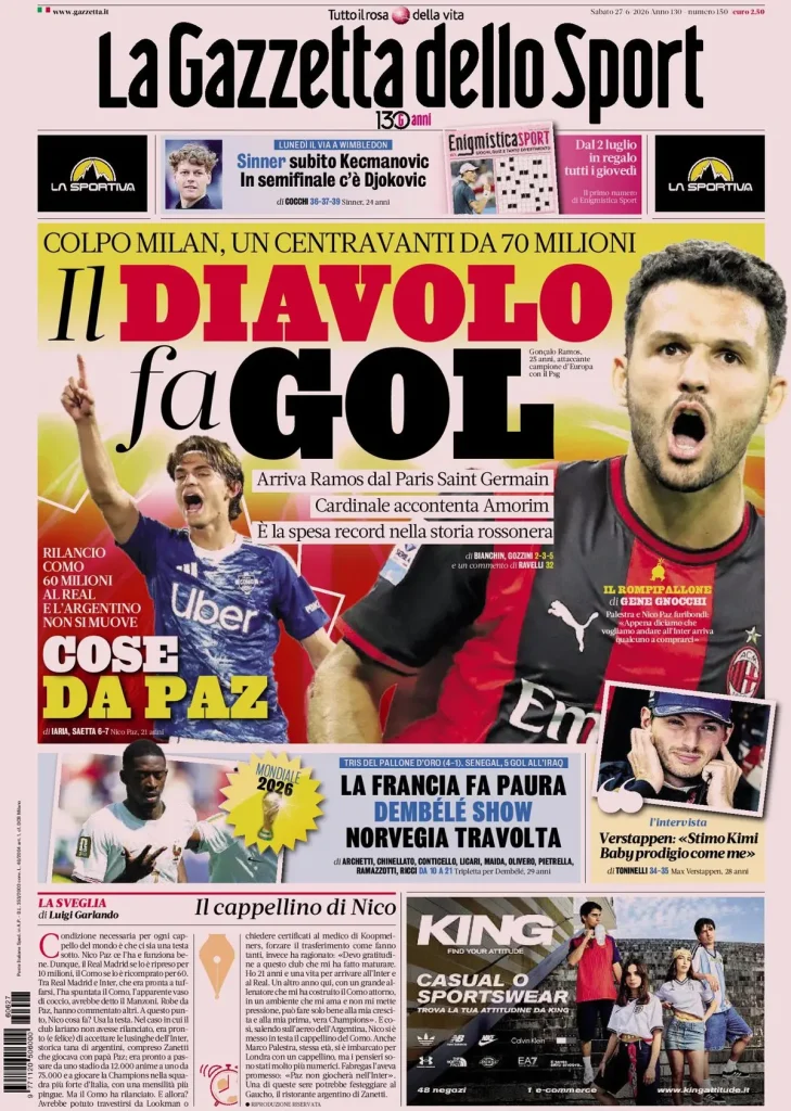 La gazzetta dello sport 0339225xx2xxd