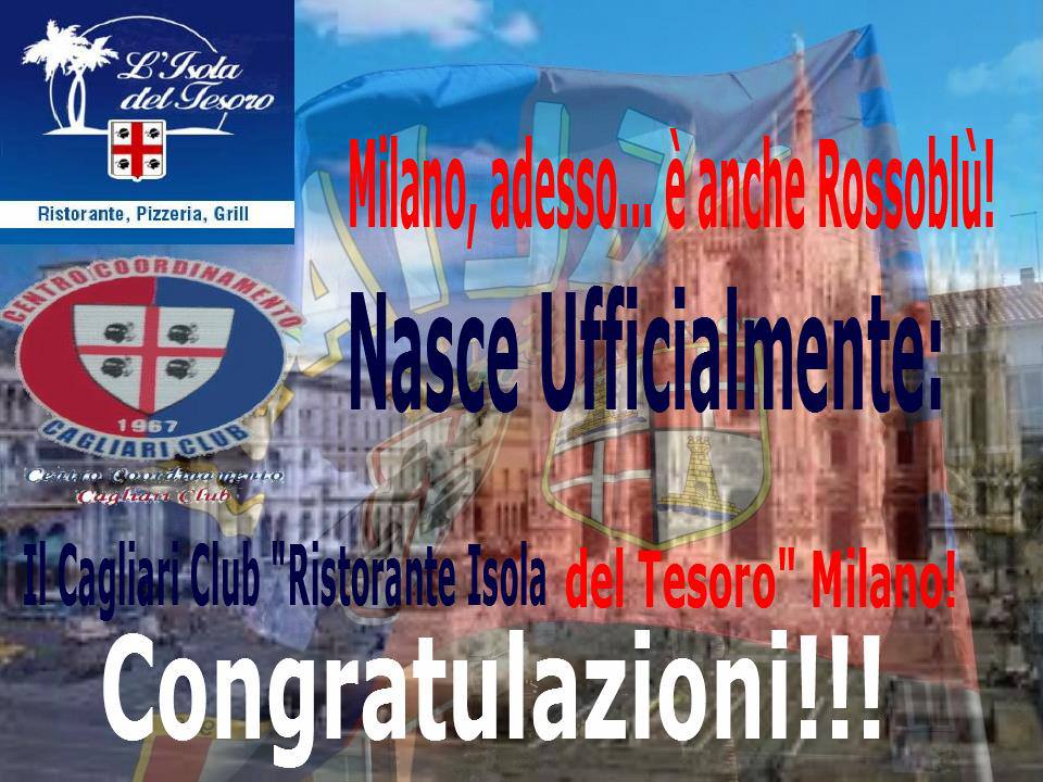 Cagliari Clubs, nuova affiliazione: è nato "Ristorante Isola del Tesoro" a Milano! 26 cagliariclubmilano