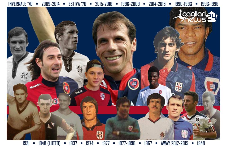 maglie storia cagliari collage